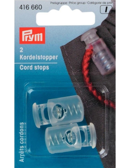 Paradas de cordões de plástico com 1 furo - Transparente