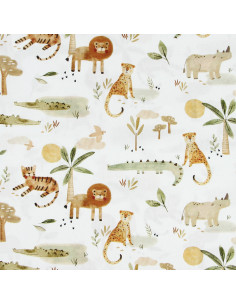 Tecido popelina de algodão - Sarafou branco e camel 2