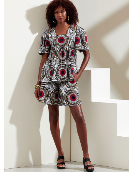 Padrão de blusa, calções e saia - Vogue 1871