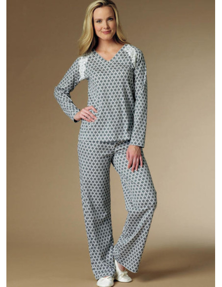 Padrão de robe, blusa, camisa de dormir e calças - Butterick 6428
