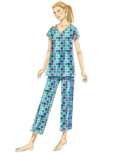 Padrão de robe, blusa, camisa de dormir e calças - Butterick 6428