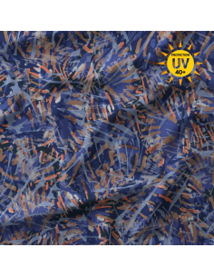 Tecido lycra fato de banho - Fizyle azul e laranja