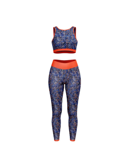 Tecido lycra fato de banho - Fizyle azul e laranja