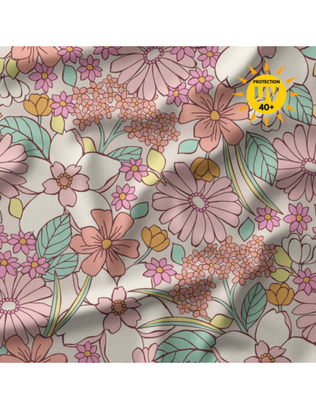 Tecido lycra fato de banho - William rosa e verde