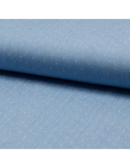 Tecido viscose chambray plumetis - Azul céu