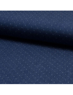 Tecido viscose chambray plumetis - Azul denim