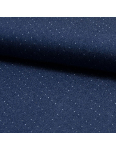 Tecido viscose chambray plumetis - Azul denim