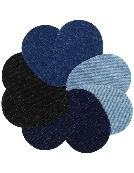 Sortido de mini pares de cotovelos e joelhos termocolantes - Jeans