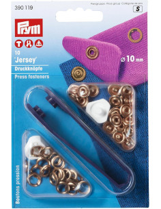 Caixa de 10 botões de pressão jersey Cobre com ferramenta 10 mm