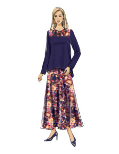 Padrão de blusa, túnica, saia e cachecol - Butterick 6636 2