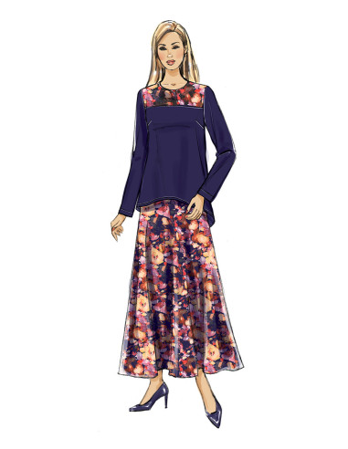 Padrão de blusa, túnica, saia e cachecol - Butterick 6636