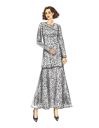 Padrão de blusa, túnica, saia e cachecol - Butterick 6636