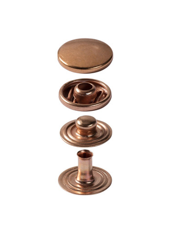 Caixa de 10 botões de pressão anorak Cobre com ferramenta 15 mm