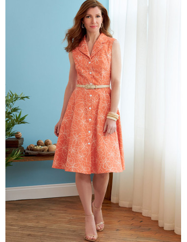 Molde de vestido, camisa, cinto e cachecol - Butterick 6843