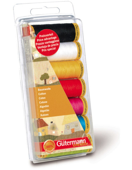 Conjunto de 7 linhas de costura de algodão Gütermann