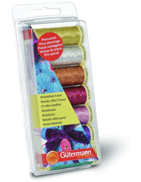 Conjunto de 7 linhas de costura com efeito metalizado Gütermann
