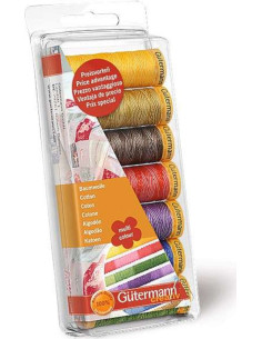 Conjunto de 7 linhas de costura de algodão multicoloridas