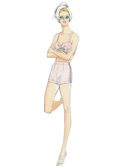 Molde de sutiã, short e sobretudo - Vogue 9255