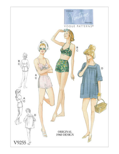 Molde de sutiã, short e sobretudo - Vogue 9255