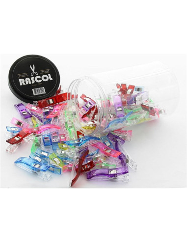 Frasco de 100 prendedores de tecido multicoloridos Rascol