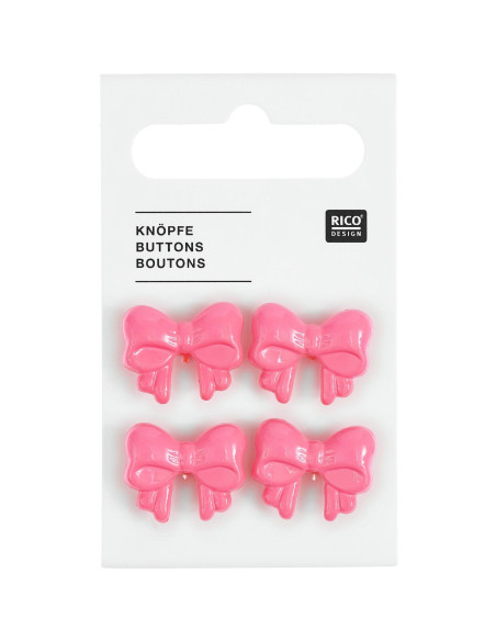Cartão de 4 botões nós - Rosa 18 x 15 mm