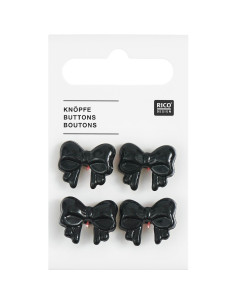 Cartela de 4 botões de nó - Preto 18 x 15 mm