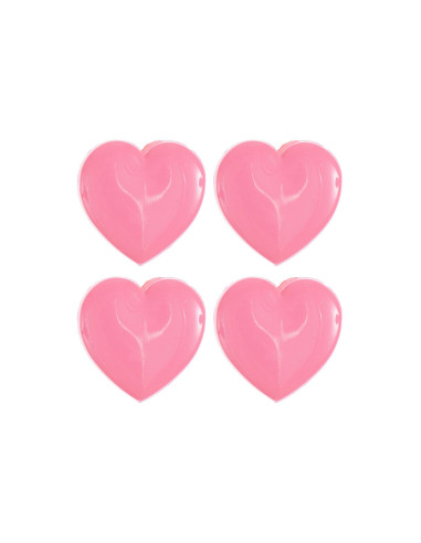 Cartão de 4 botões corações - Rosa 15 x 15 mm