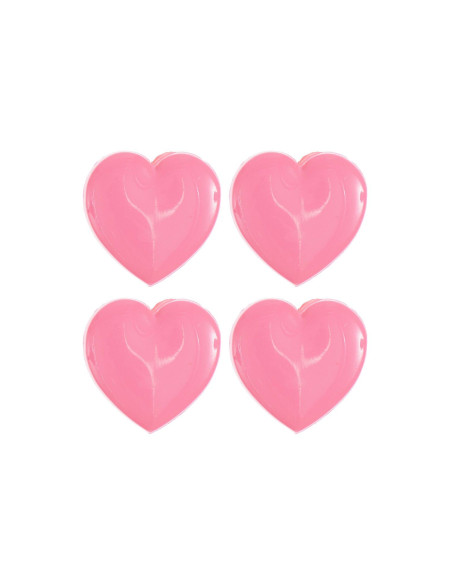 Cartão de 4 botões corações - Rosa 15 x 15 mm