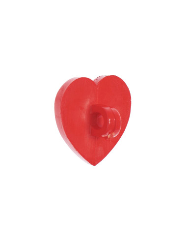 Cartão de 4 botões corações - Vermelho 15 x 15 mm