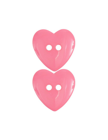 Cartão de 2 botões corações - Rosa 22 x 22 mm