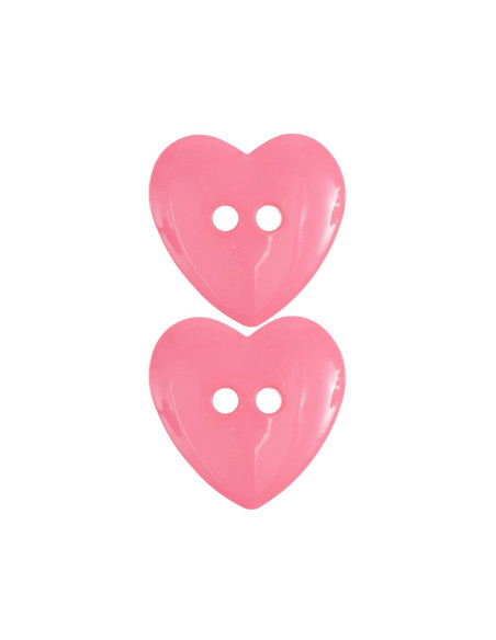 Cartão de 2 botões corações - Rosa 22 x 22 mm