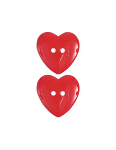 Cartão com 2 botões em forma de coração - Vermelho 22 x 22 mm 2