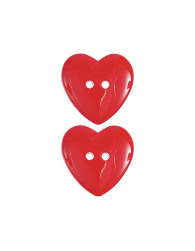 Cartão com 2 botões em forma de coração - Vermelho 22 x 22 mm