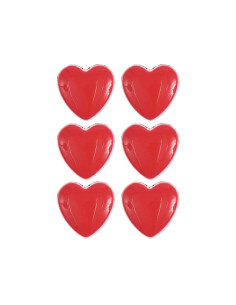 Cartela de 6 botões em forma de coração - Vermelho 11 x 11 mm 2