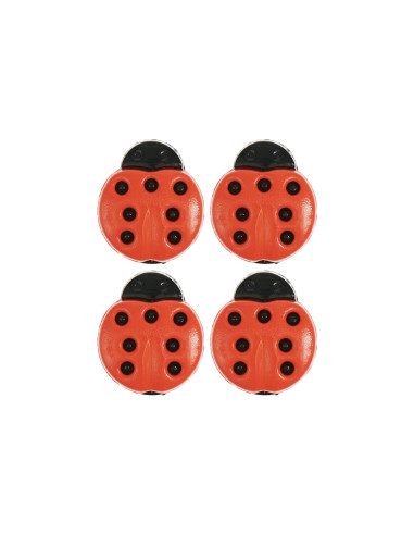 Cartão de 4 botões joaninha - Vermelho 13 x 15 mm