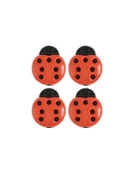 Cartão de 4 botões joaninha - Vermelho 13 x 15 mm