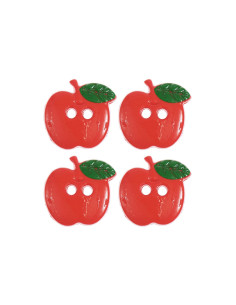 Cartão de 4 botões maçãs - Vermelho 15 x 16 mm 2