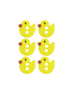 Cartela de 6 botões de patos - Amarelo 13 x 12 mm 2
