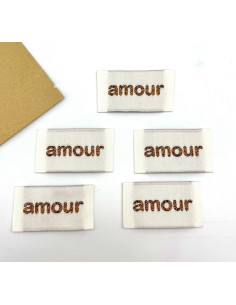 Conjunto de 5 etiquetas tecidas para costurar Amor - Bronze 2