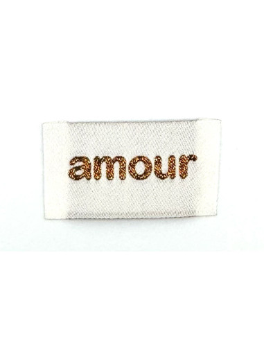 Conjunto de 5 etiquetas tecidas para costurar Amor - Bronze