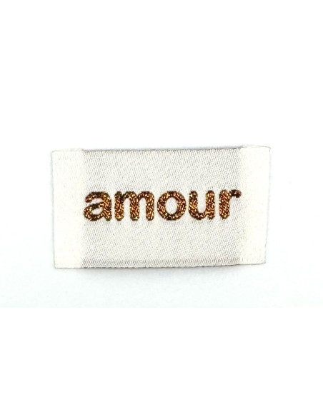 Conjunto de 5 etiquetas tecidas para costurar Amor - Bronze