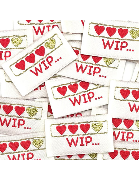 Conjunto de 5 etiquetas tecidas para costurar WIP