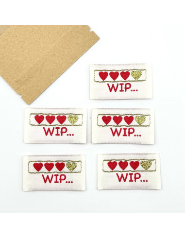 Conjunto de 5 etiquetas tecidas para costurar WIP