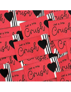 Conjunto de 5 etiquetas tecidas para costurar Just a little crush