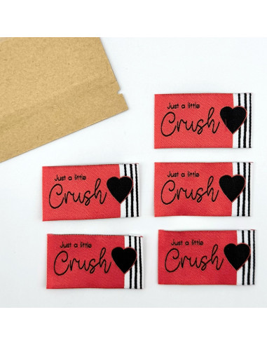 Conjunto de 5 etiquetas tecidas para costurar Just a little crush