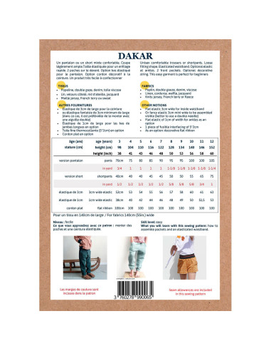 Padrão de calça e short Dakar - Ikatee