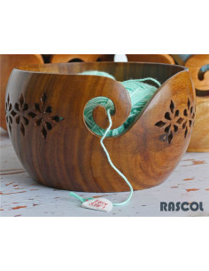 Tigela para novelo de lã em teca vazada Rascol 2