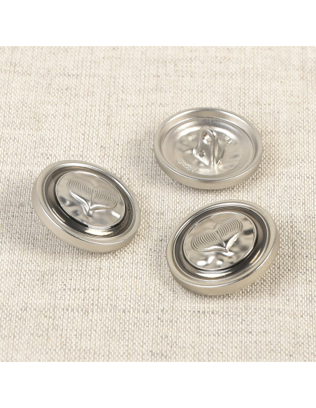 Botão de metal coração 23 mm - Prata