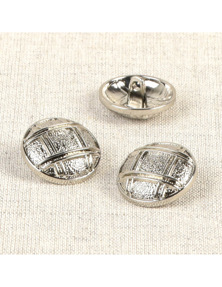 Botão de metal quadriculado 20 mm - Prata