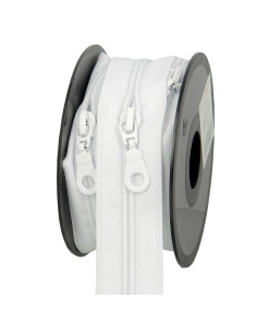 Rolo de 5 metros de fecho de nylon 5 mm com cursores - Branco